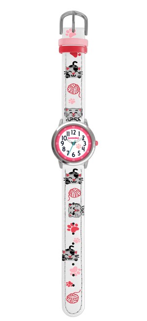 CLOCKODILE Bílé dívčí dětské hodinky KOČKY CWG5140