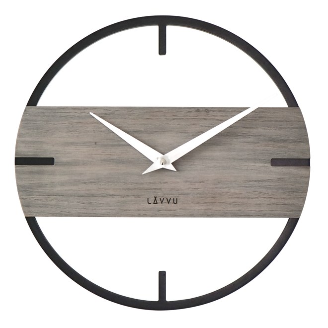 LAVVU Stylové dřevěné hodiny LOFT v industriálním vzhledu 35cm LCT4011