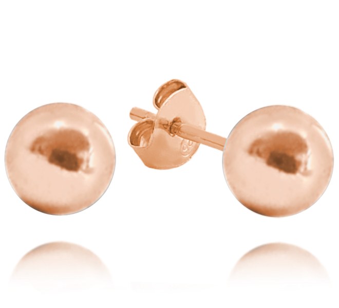 MINET Rose gold stříbrné 925/1000 náušnice KULIČKY 8 mm