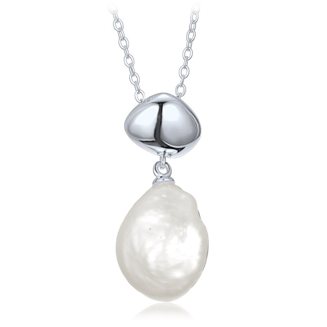 MINET Elegantní stříbrný 925/1000 náhrdelník s perlou JMAS7062SN45
