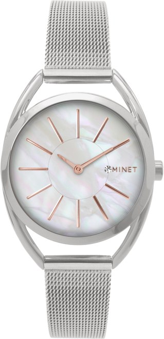 MINET Stříbrné dámské hodinky ICON PEARL MESH MWL5210