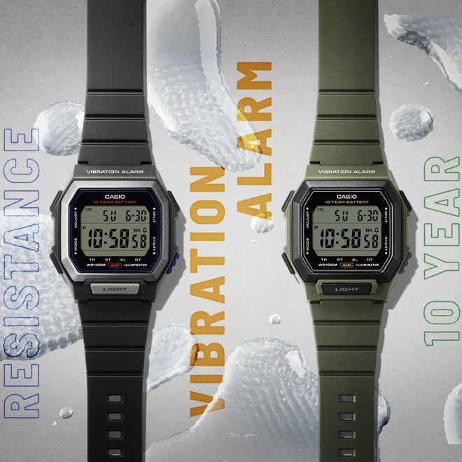 Casio W-738H-1AVEF- digitální hodinky s tichým vibračním budíkem