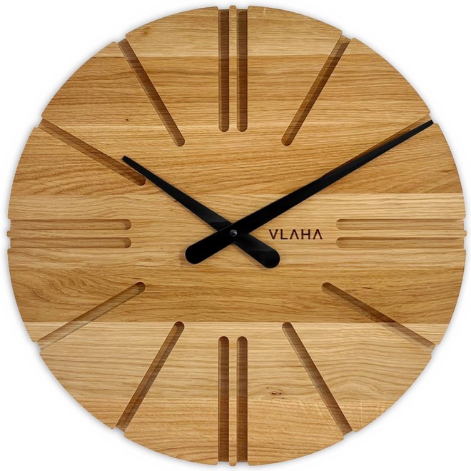VLAHA VCT1162 - Velké dubové hodiny ATELIER vyrobené v Čechách s černými ručkami ⌀45cm
