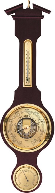 Fischer 6901-22 - Barometr s teploměrem a vlhkoměrem na dřevěné podložce