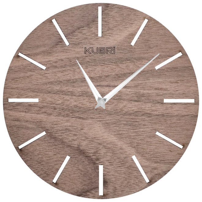 KUBRi KU3002 - Odstín ořech - dřevěné hodiny od českého výrobce s tichým chodem v mnoha velikostech