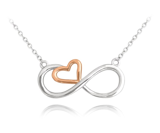 MINET Rose gold stříbrný 925/1000 náhrdelník FOREVER LOVE