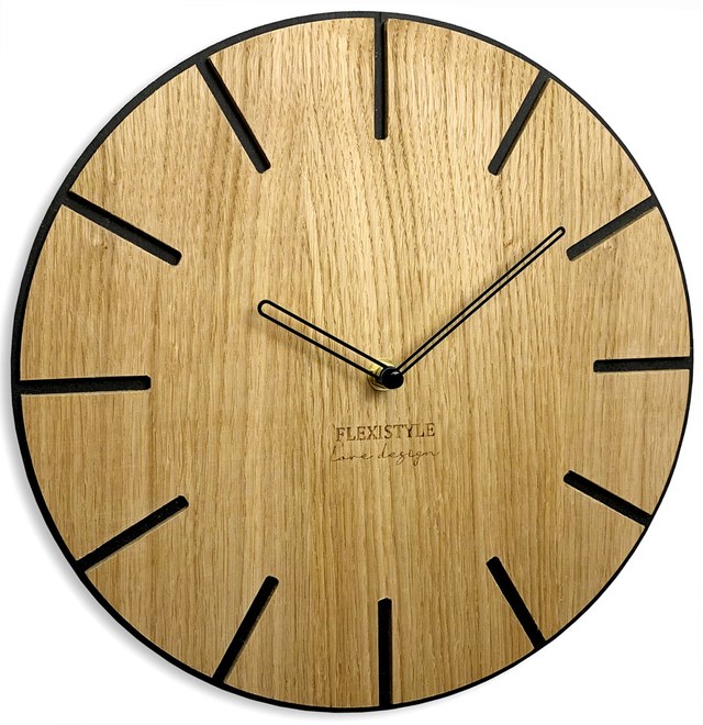 Flexistyle z216 - dubové nástěnné hodiny s průměrem 30 cm