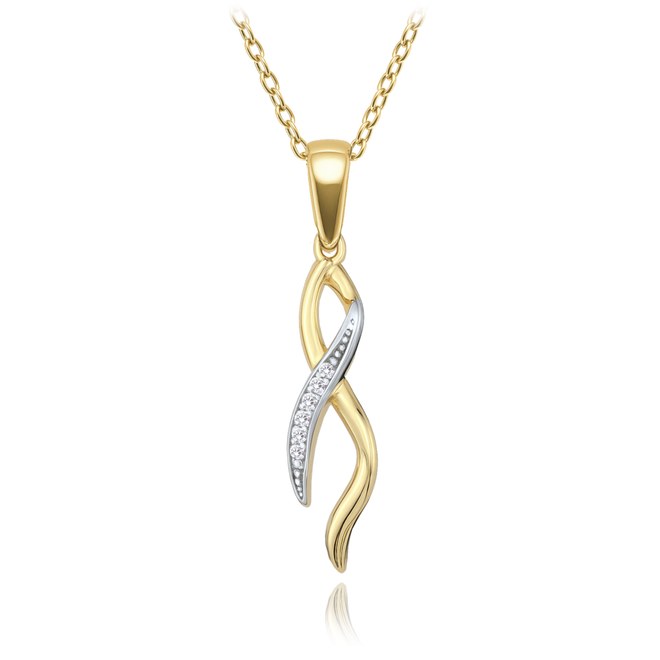 MINET Elegantní zlatý náhrdelník s bílými zirkony Au 585/1000 2,25g JMG0312WGN48