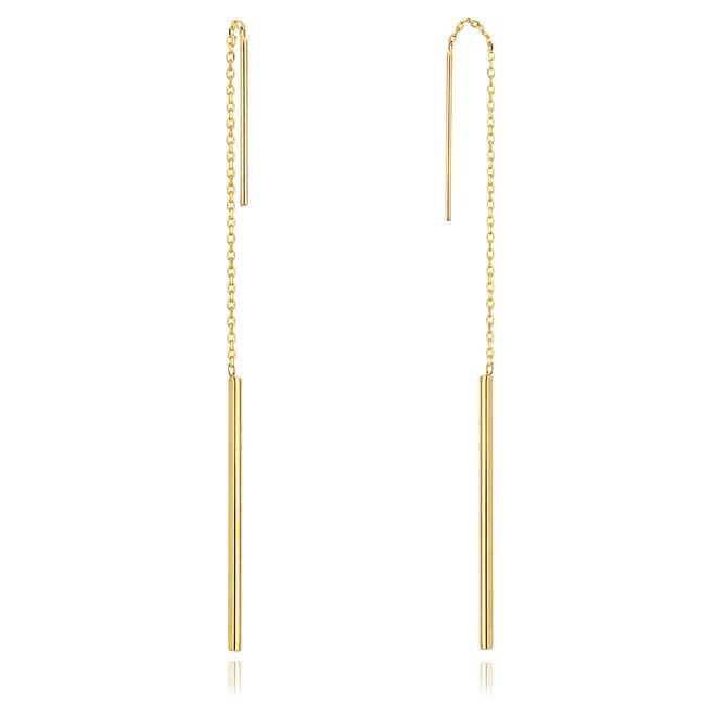 MINET Elegantní zlaté visací náušnice s tyčkou Au 585/1000 1,30g JMG0402WGE00