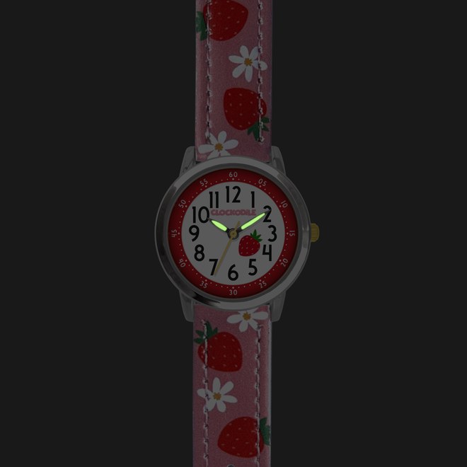 CLOCKODILE Růžové dívčí dětské hodinky JAHODY