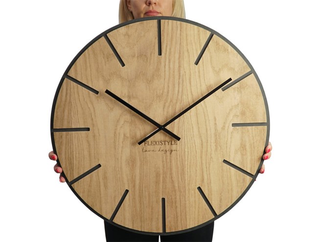 Flexistyle z216 - velké dubové nástěnné hodiny s průměrem 60 cm