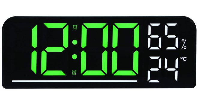 JVD SB8027.2 - velké stolní nebo nástěnné stále svítící hodiny s teplotou a vlhkostí v místnosti