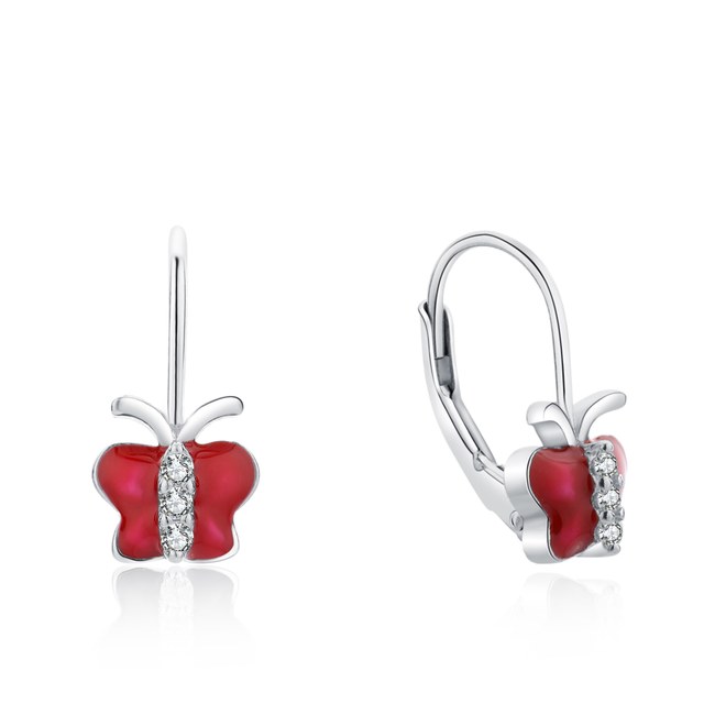 MOISS stříbrné 925/1000 náušnice SMALT MOTÝL
