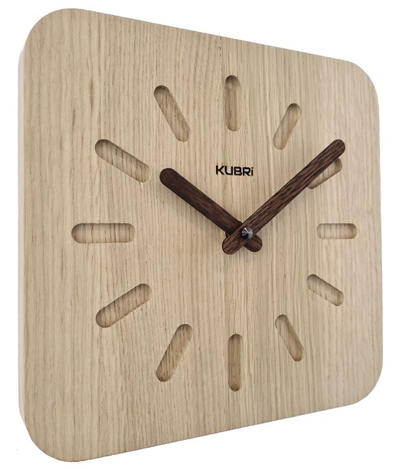 KUBRi 0154 - 40 cm hodiny z dubového masívu včetně dřevěných ručiček