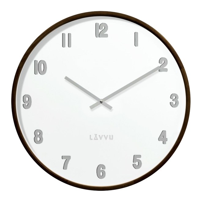 Tmavé dřevěné bílé hodiny LAVVU FADE LCT4061