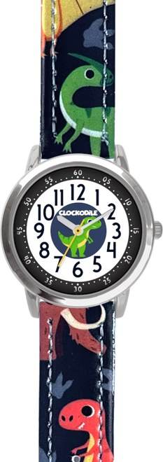 CLOCKODILE Svítící modré chlapecké dětské hodinky DINOSAUŘI