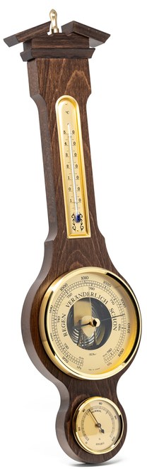 Fischer 6699-12 - Barometr s teploměrem a vlhkoměrem na dřevěné podložce