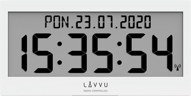 Bílé digitální hodiny s češtinou LAVVU MODIG řízené rádiovým signálem LCX0010