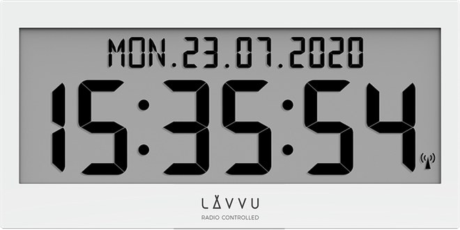 Bílé digitální hodiny s češtinou LAVVU MODIG řízené rádiovým signálem LCX0010