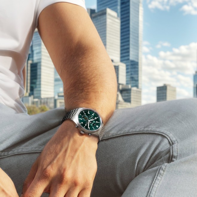 LAVVU Pánské titanové hodinky PILOT Chronograph Emerald Green 100M Sapphire
