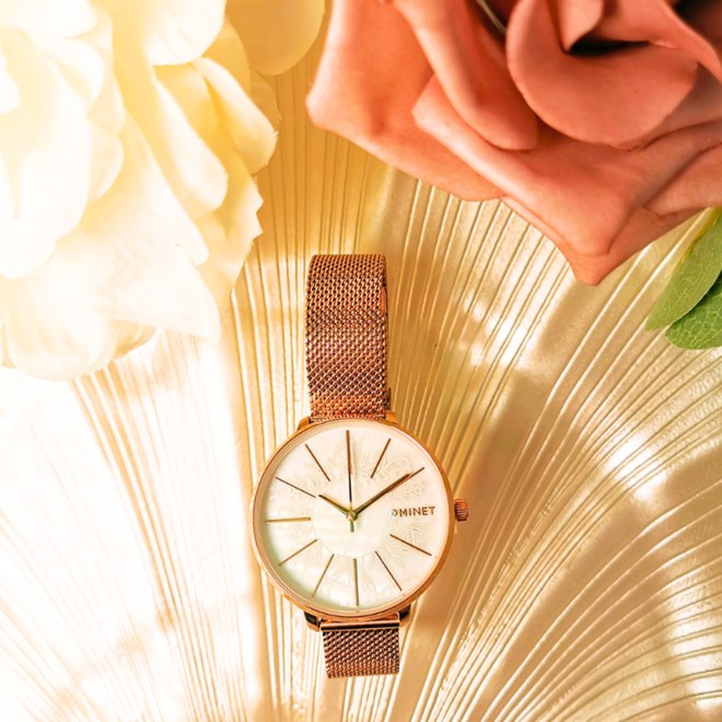 MINET Rose gold dámské hodinky PRAGUE MESH MWL5207