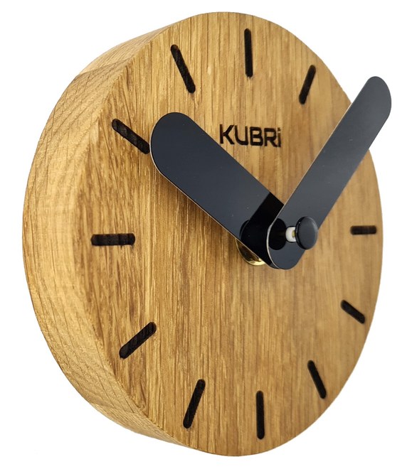 KUBRi 0013F - miniaturní dubové hodiny české výroby s tichým chodem