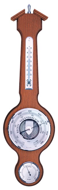 Fischer 4673S-04 - Barometr s teploměrem a vlhkoměrem na dřevěné podložce
