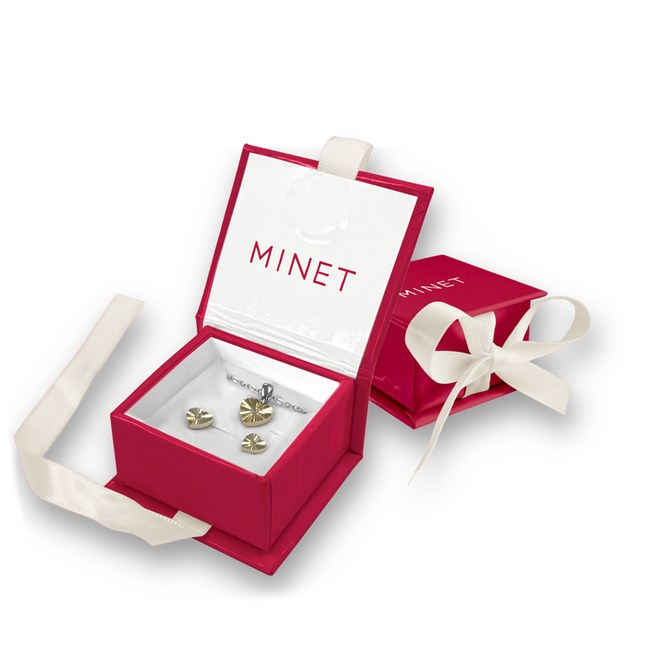 MINET PREMIUM Tmavě růžová magnetická krabička na šperky s béžovou stuhou - 5 x 5 x 3 cm