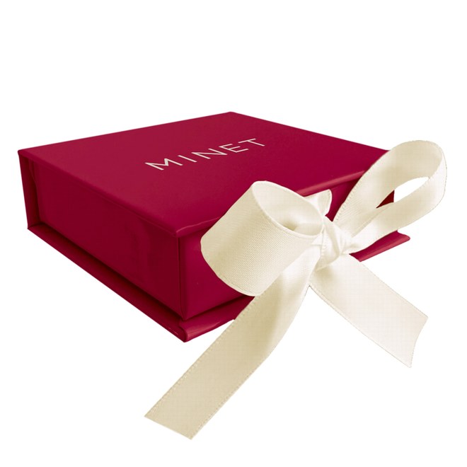 MINET PREMIUM Tmavě růžová magnetická krabička na šperky s béžovou stuhou - 8 x 8 x 2,5 cm