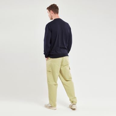 Brooksfield Pleated Linen Trousers — Navy