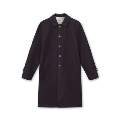 forét Shelter Long Wool Coat — Navy