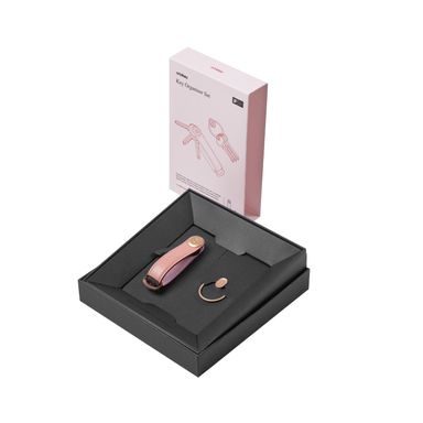 Set regalo con portachiavi in pelle Orbitkey 2.0 (Cotton Candy with Pink Stitching and Rose Gold Hardware) + Ring V2 Rose Gold