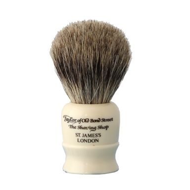 Pennello da barba da viaggio Taylor of Old Bond Street con setole di tasso (pure badger, nero)