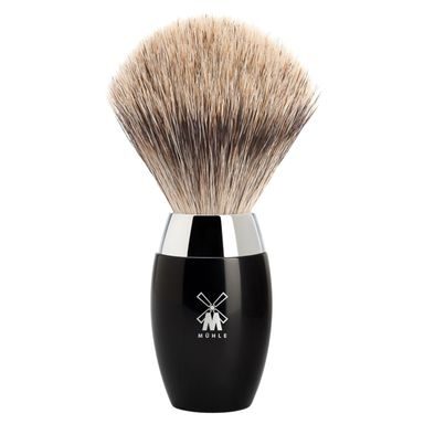 Pennello da barba medio Mühle KOSMO con setole di tasso (fine badger, resina nera)