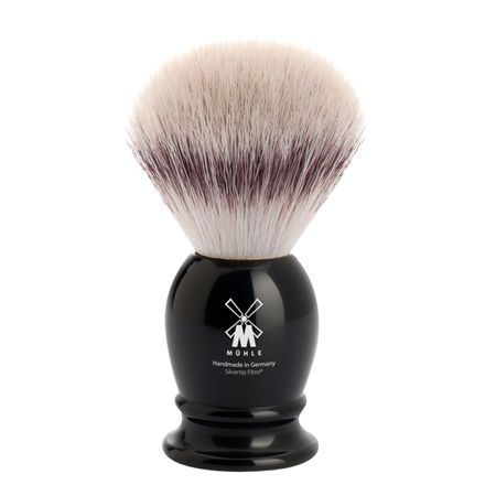 Pennello da barba piccolo Mühle Classic con setole sintetiche (Silvertip Fibre®, resina nera)