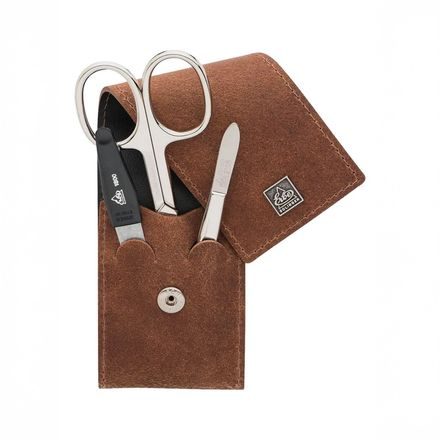 Set da tre pezzi per manicure in acciaio inossidabile opaco in una custodia in pelle Erbe Solingen