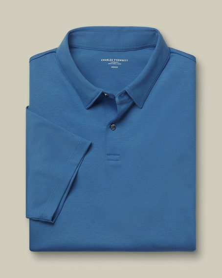Charles Tyrwhitt Smart Jersey Polo — Ocean Blue