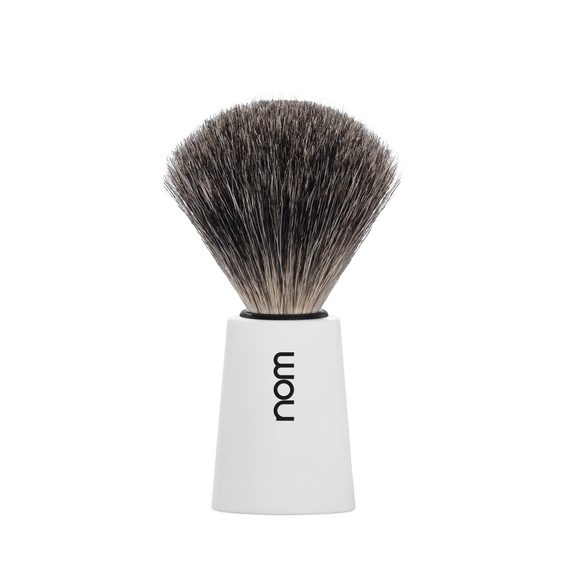 Pennello da barba nom CARL con setole di tasso (pure badger, bianco)