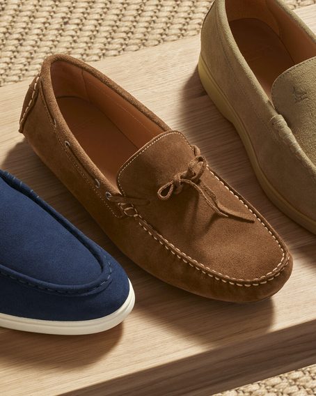 Charles Tyrwhitt Suede Driving Loafers — Tobacco Brown