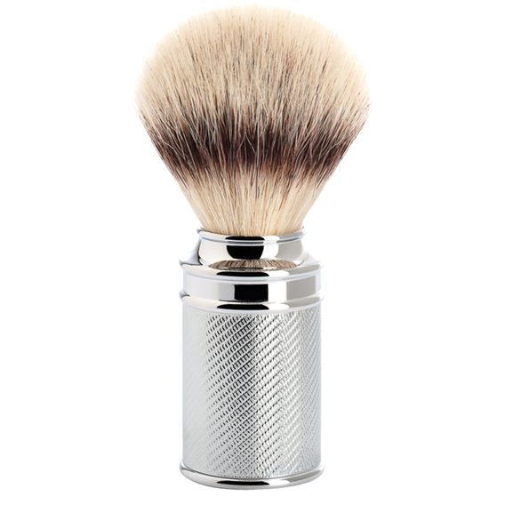 Pennello da barba medio Mühle Traditional con setole sintetiche (Silvertip Fibre®, cromato)