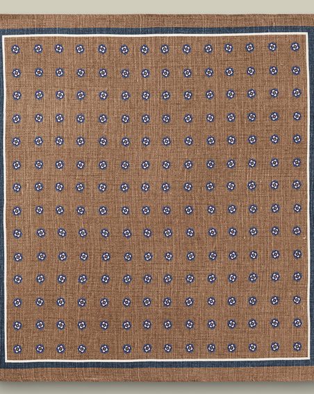 Charles Tyrwhitt Silk Linen Medallion Pocket Square — Camel