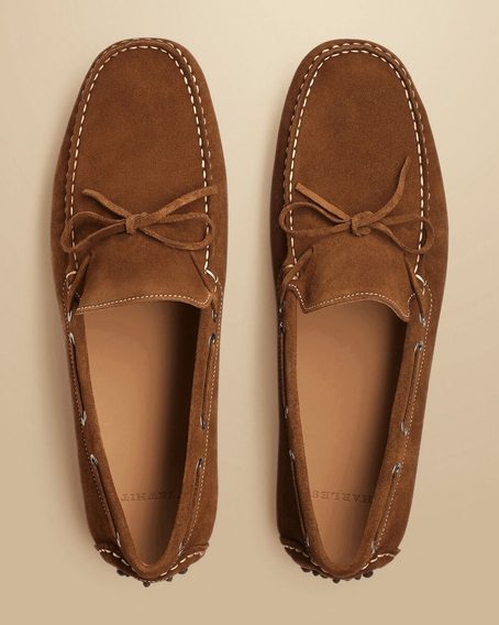 Charles Tyrwhitt Suede Driving Loafers — Tobacco Brown
