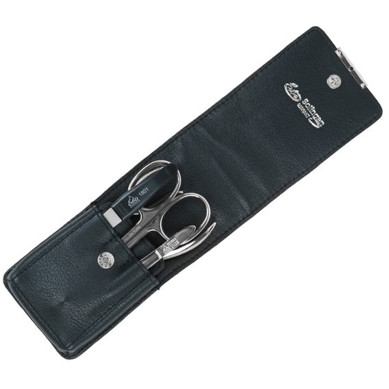 Set da quattro pezzi per manicure con custodia in pelle Erbe Solingen - nero