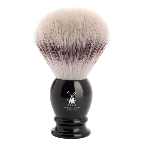 Pennello da barba grande Mühle Classic con setole sintetiche (Silvertip Fibre®, resina nera)