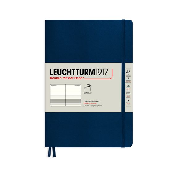 Taccuino medio LEUCHTTURM1917 Medium Softcover Notebook - A5, copertina morbida, a righe, 123 pagine