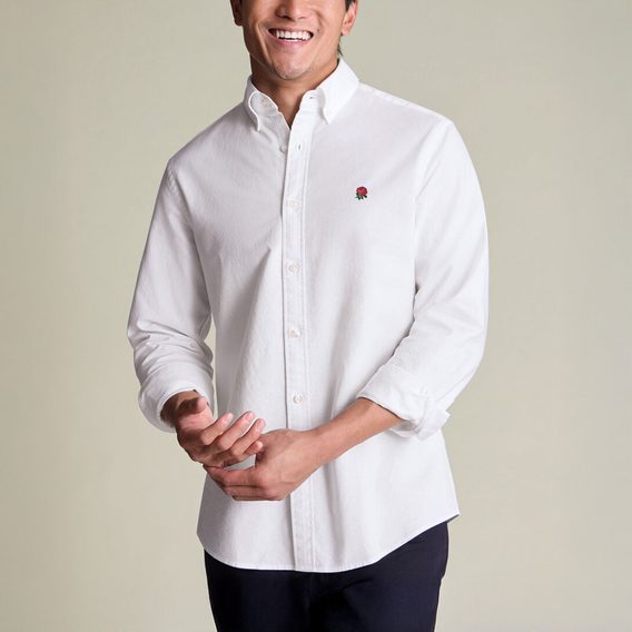 Charles Tyrwhitt Stretch Washed Oxford Shirt — White