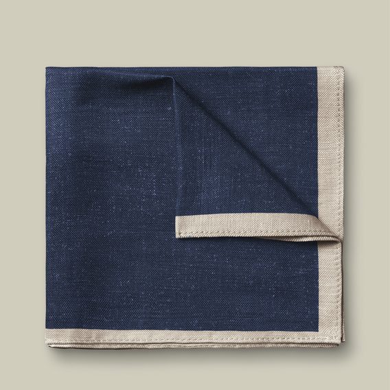 Charles Tyrwhitt Silk Linen Pocket Square — Navy