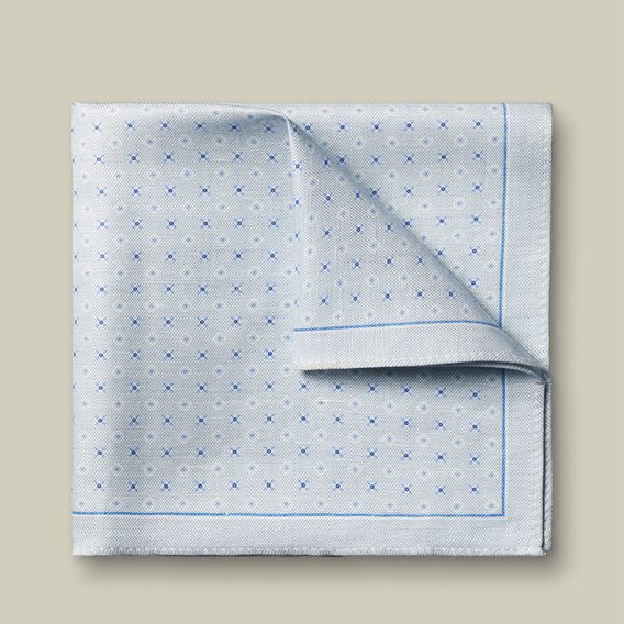 Charles Tyrwhitt Silk Linen Geo Pocket Square — Ice Blue