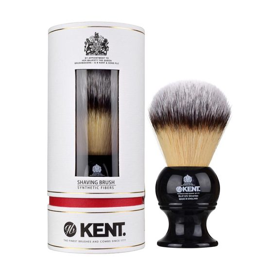 Pennello da barba extra large Kent BLK12S con setole sintetiche - nero