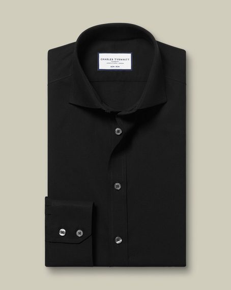 Charles Tyrwhitt Spread Collar Non-Iron Poplin Shirt — Black